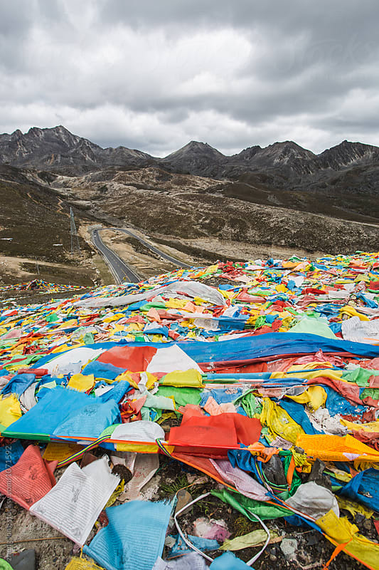 prayer flags on the mountain