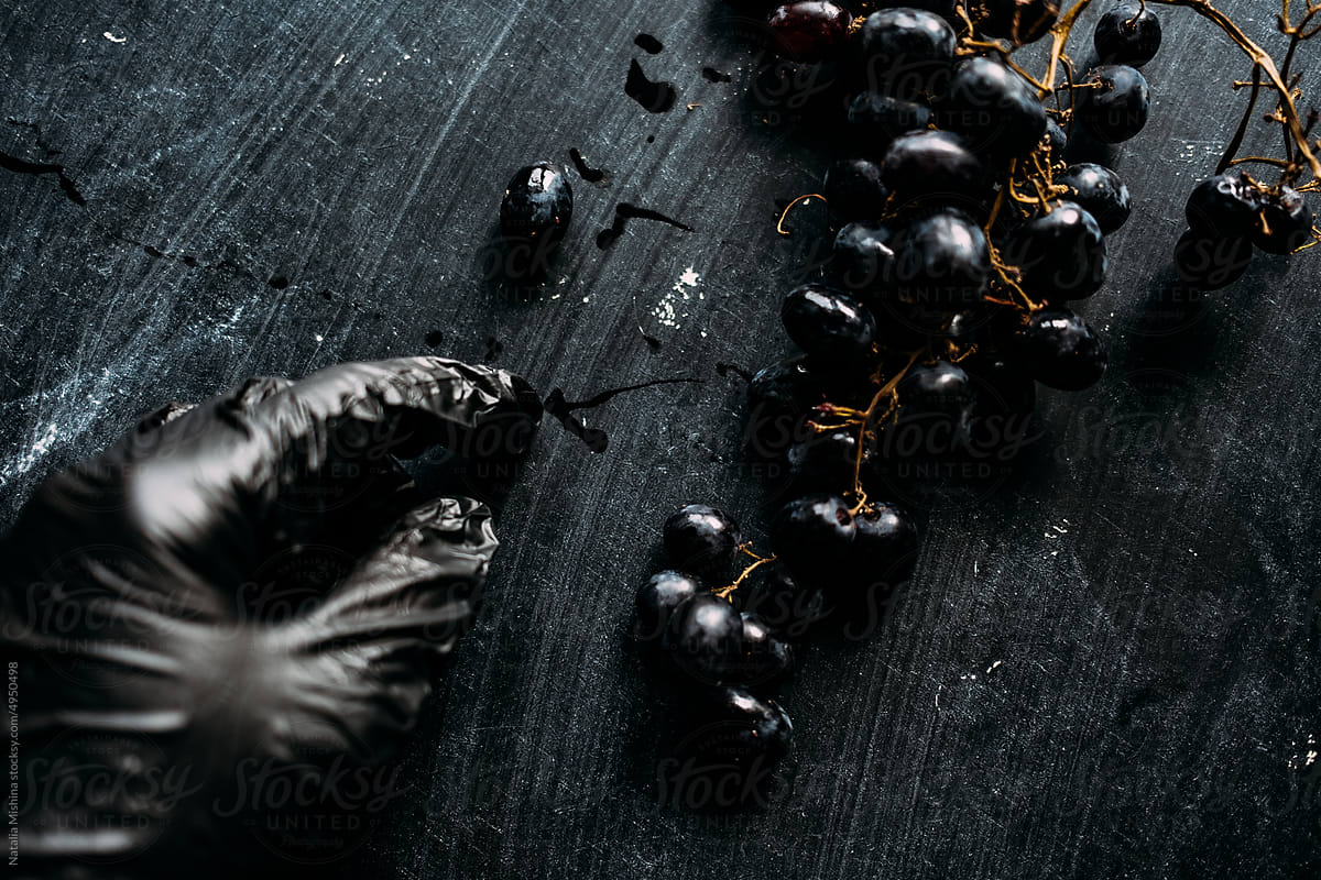 Conceptual still life with grapes.