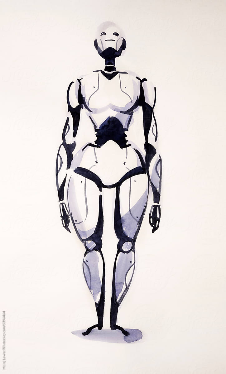 Standing Female Android Illustration