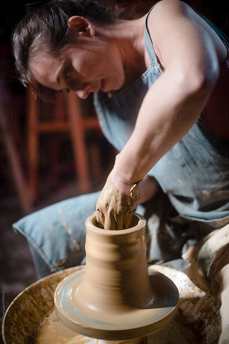 Intense pottery wheel work