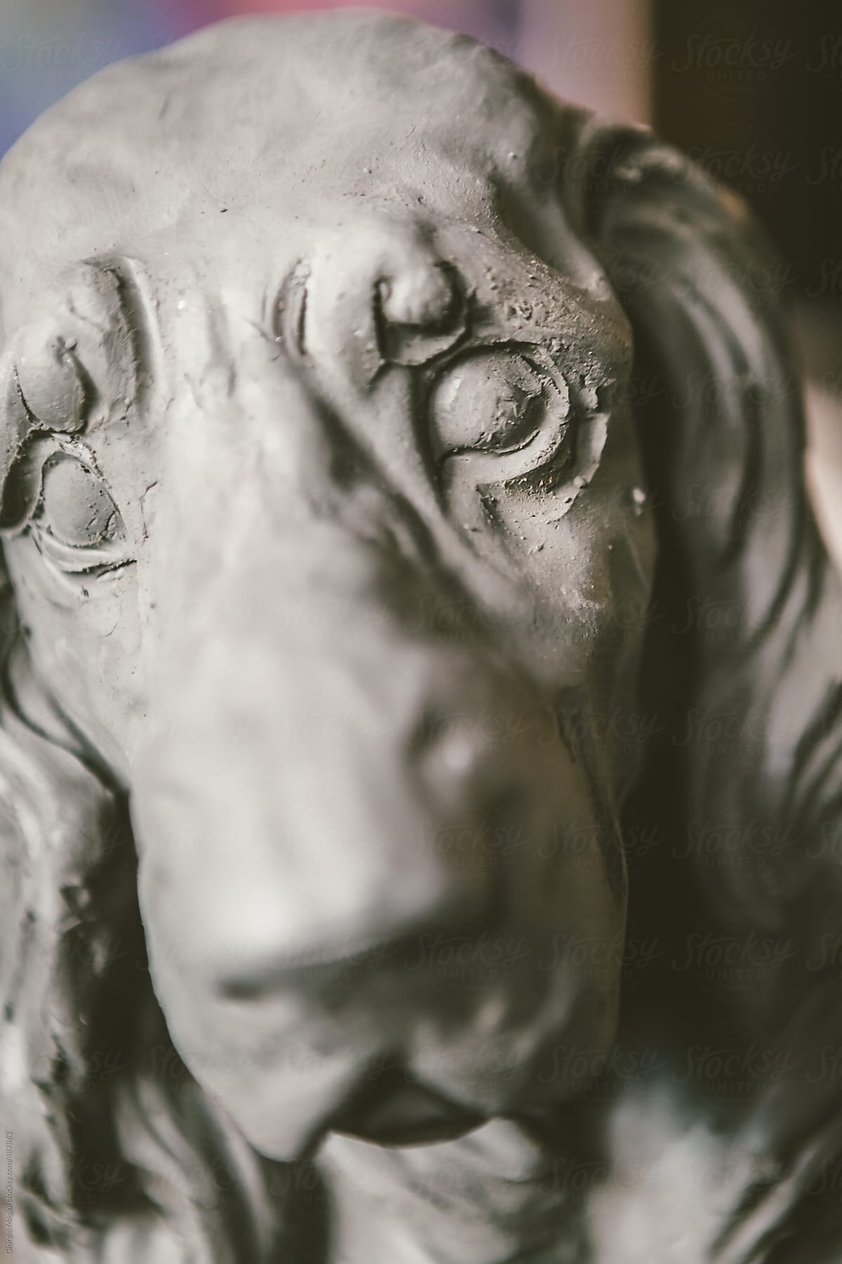 Terracotta Statue of Basset Dog in a Ceramics Studio