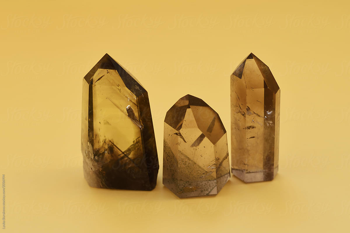Minerals on yellow background