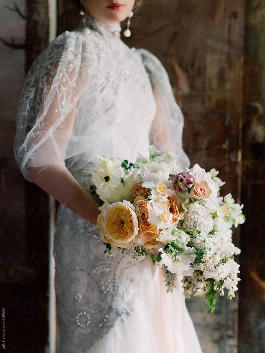 Bride Holding Colorful Flowers