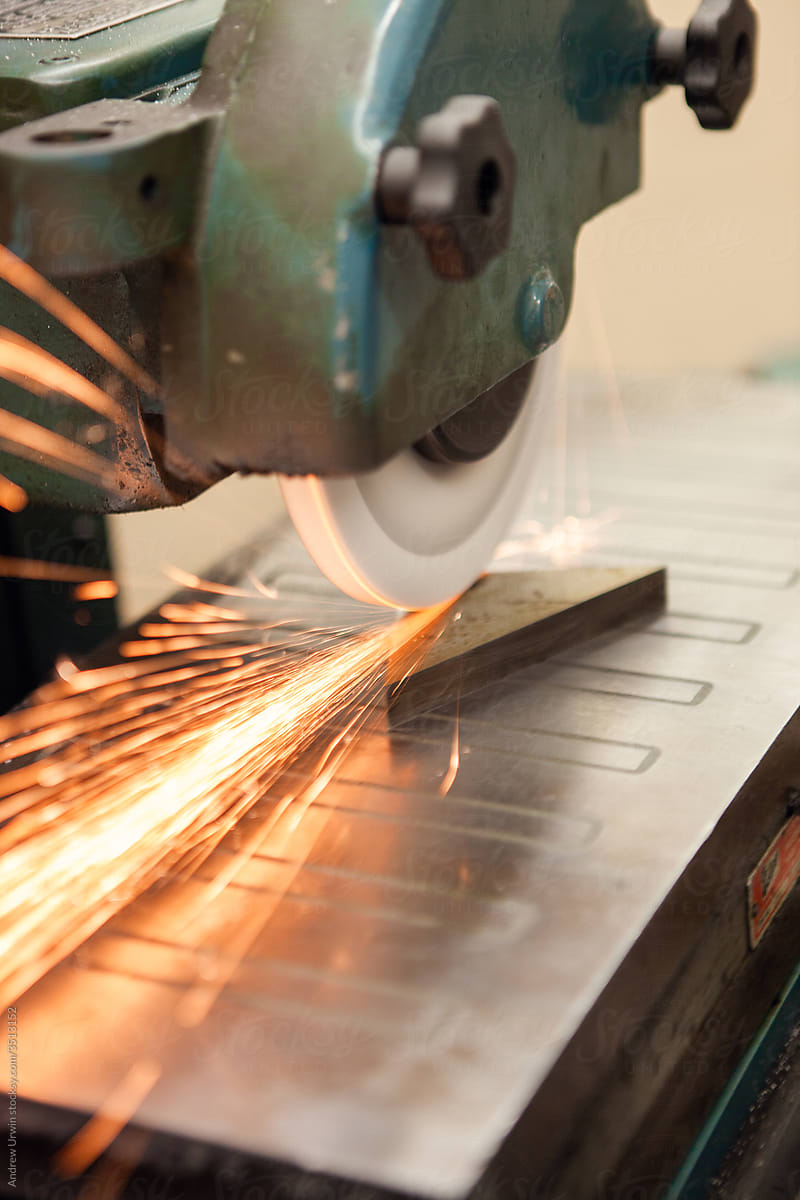 Sparks flying as a piece of metal is being cut
