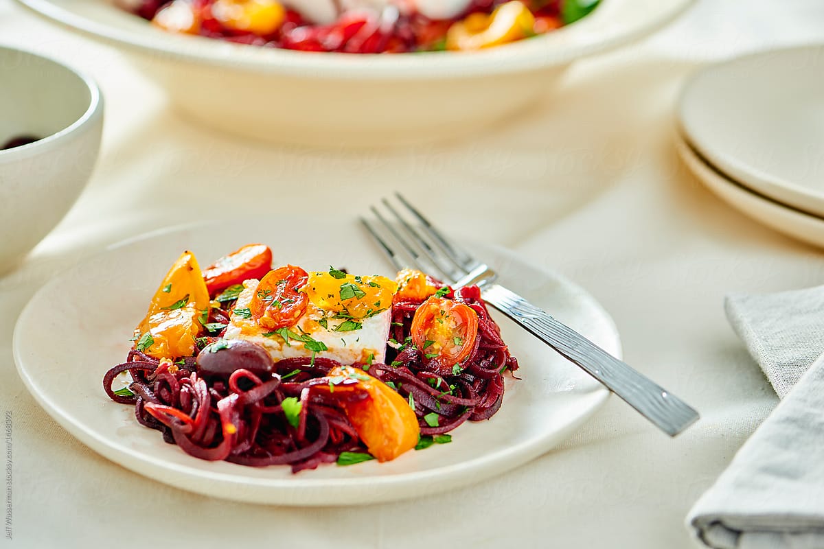 Roasted Spiral Beetroot with Feta Cheese
