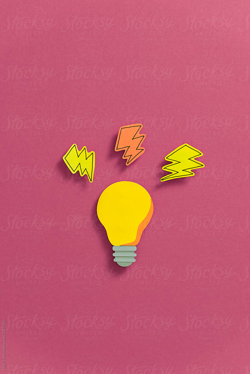 Paper art of light bulb creative doodle icons