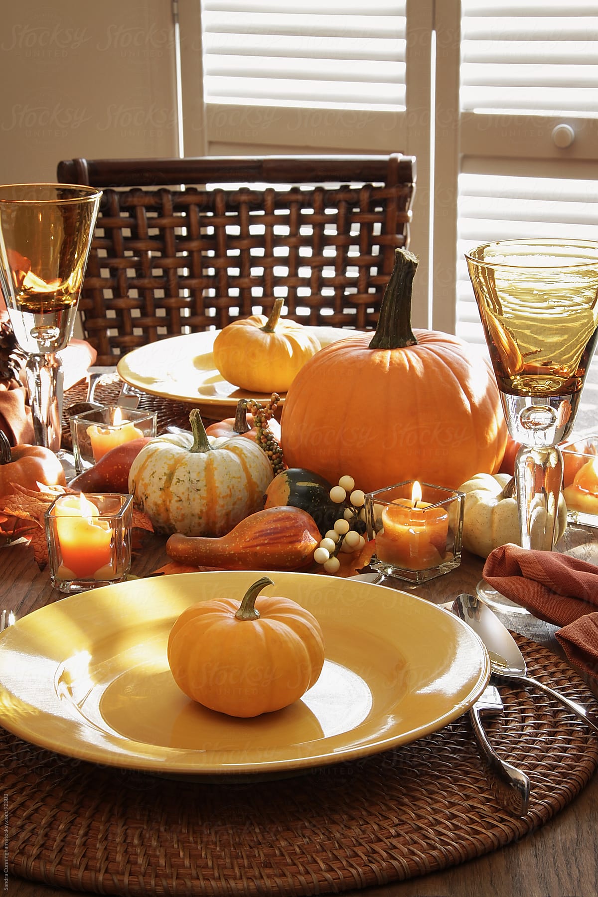 Festive table for thanksgiving dinner