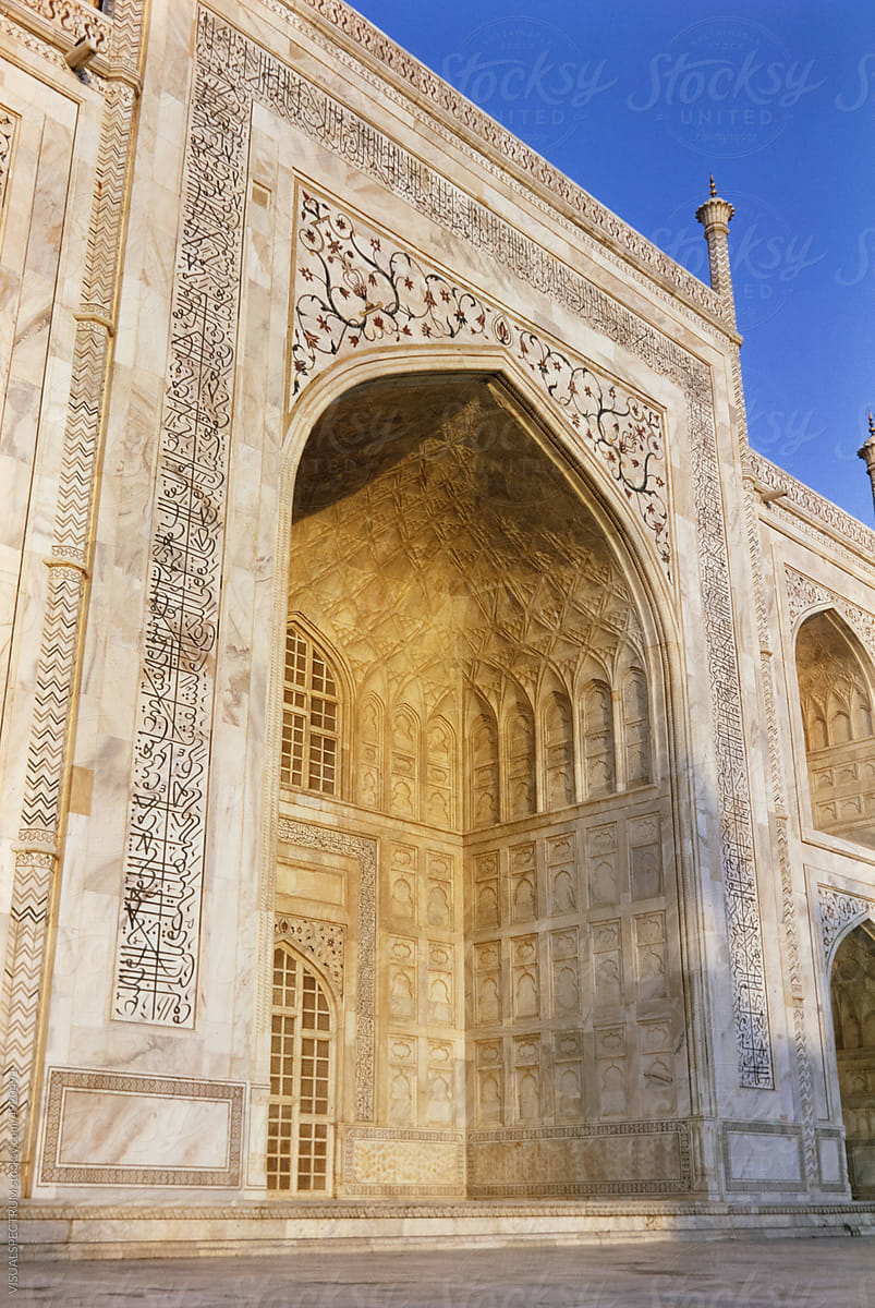 Marble Facade of Taj Mahal in India