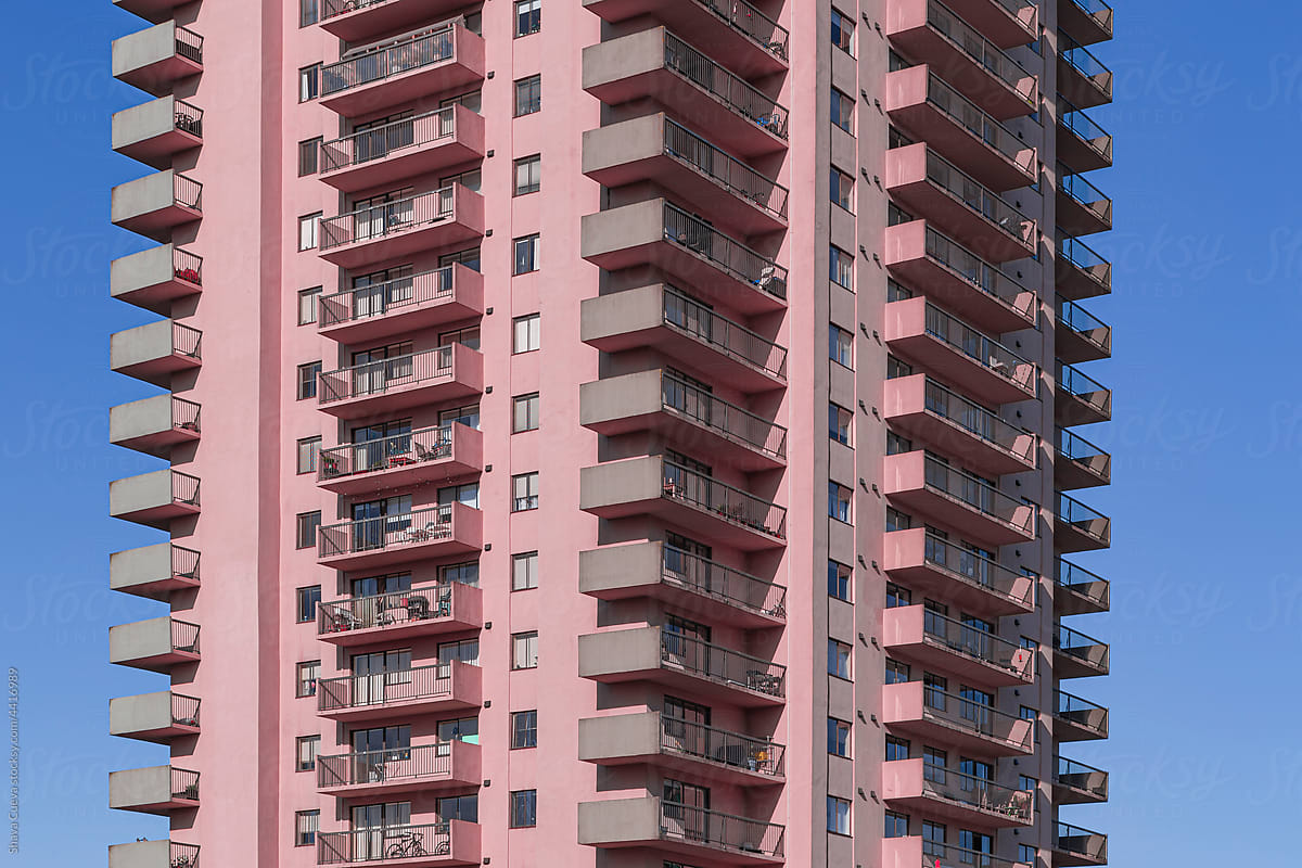 Close up of a building with balconies