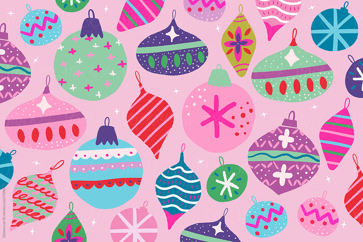 Christmas tree ball ornaments illustration