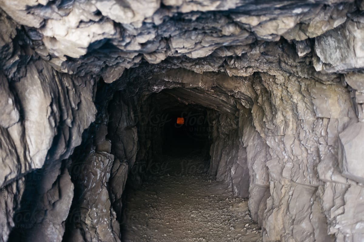 empty tunnel cave in rock mountain