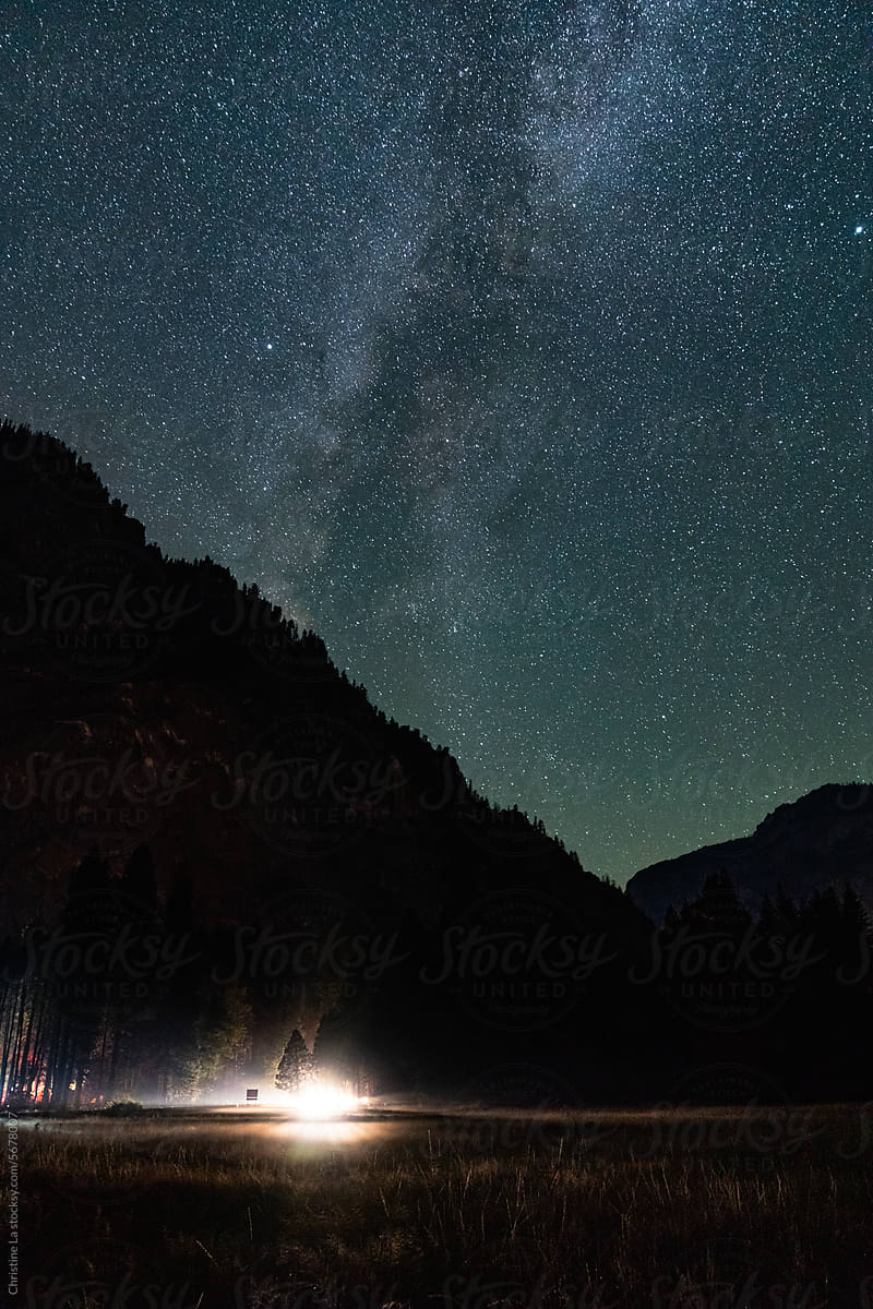 Milky Way Above Car in Yosemite National Park, CA