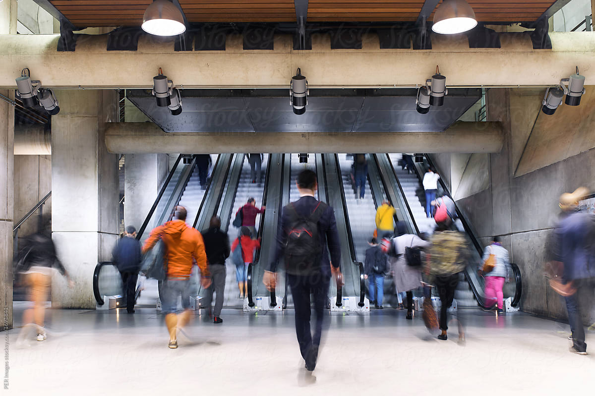 Commuting Stress: Crowd of subway commuting