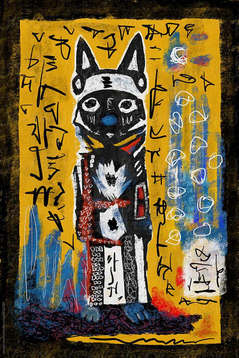 digital illustration of an abstract shiba inu dog