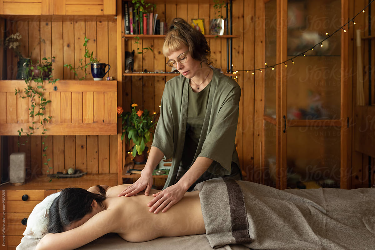 the master makes a careful massage