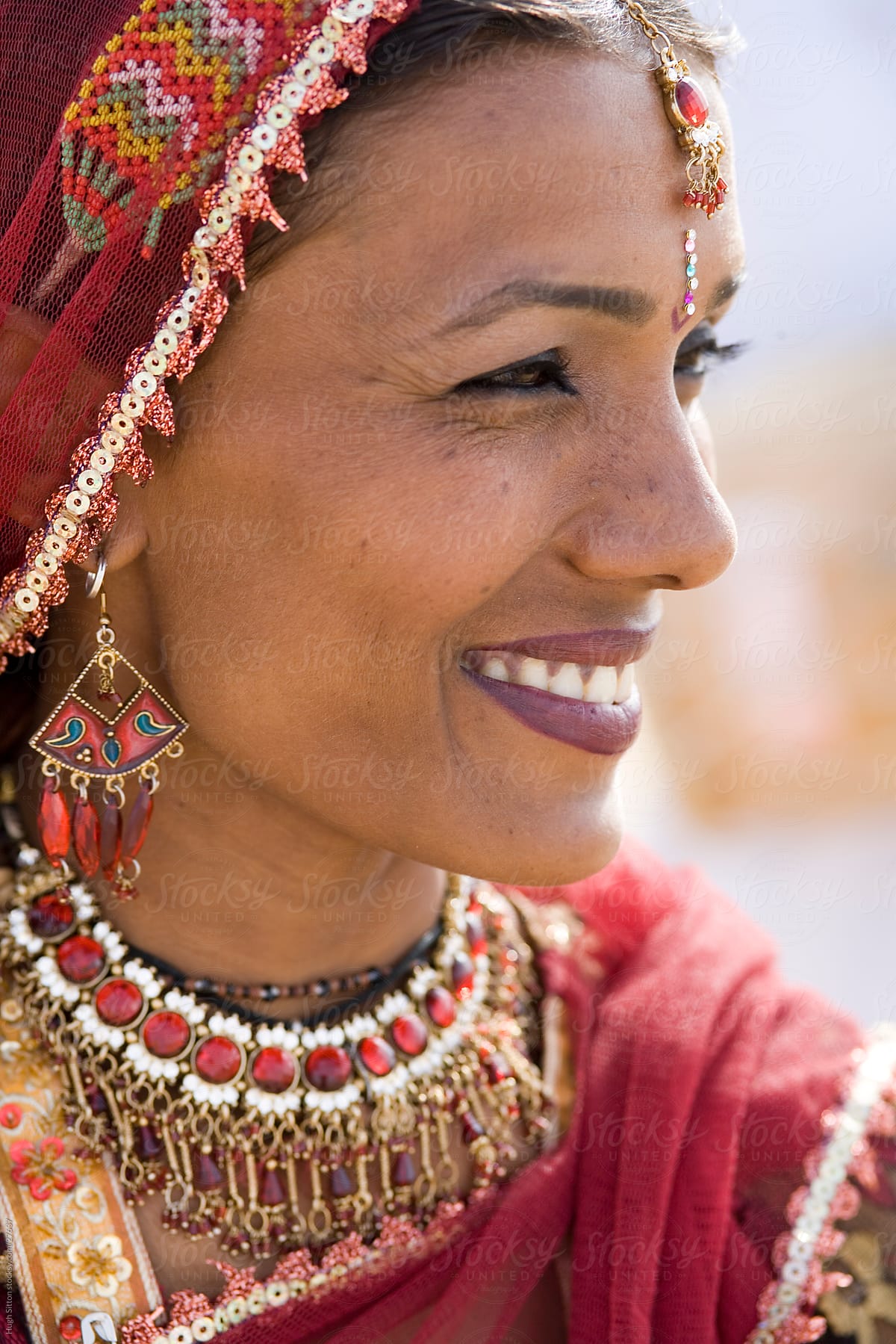 Smiling female Rajasthani dancer.