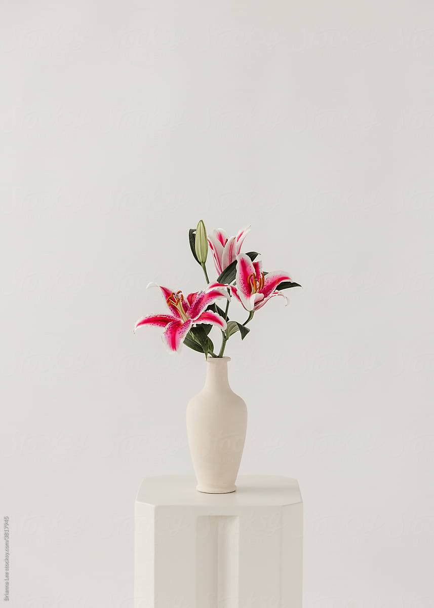 Lilies in white vase