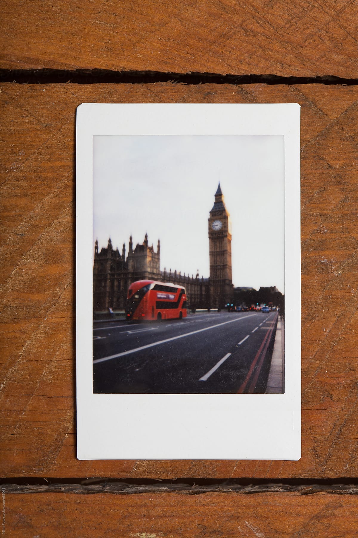 Instant photo showing Big Ben in London, England