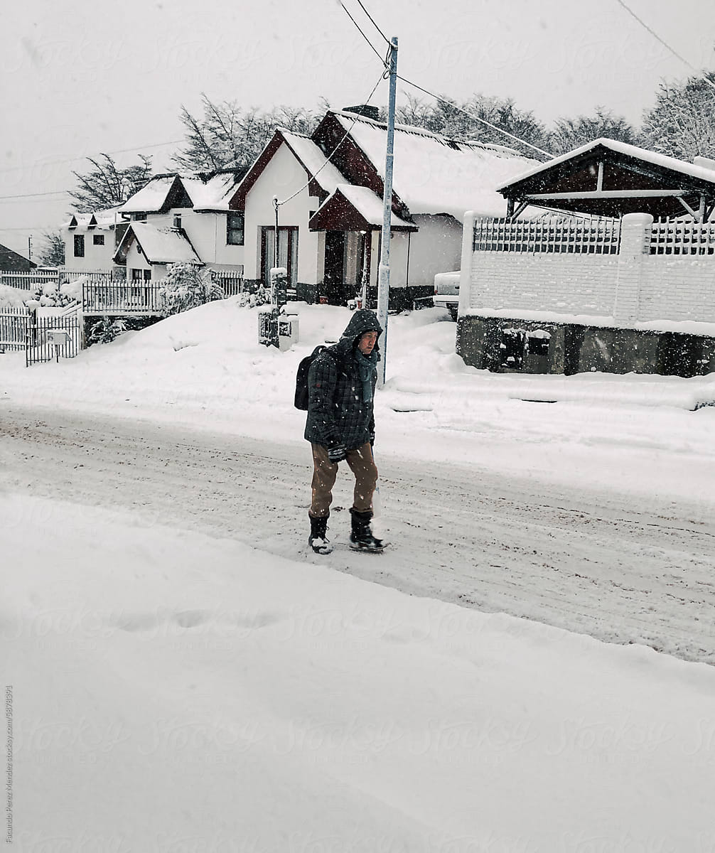 Man walking in the snow