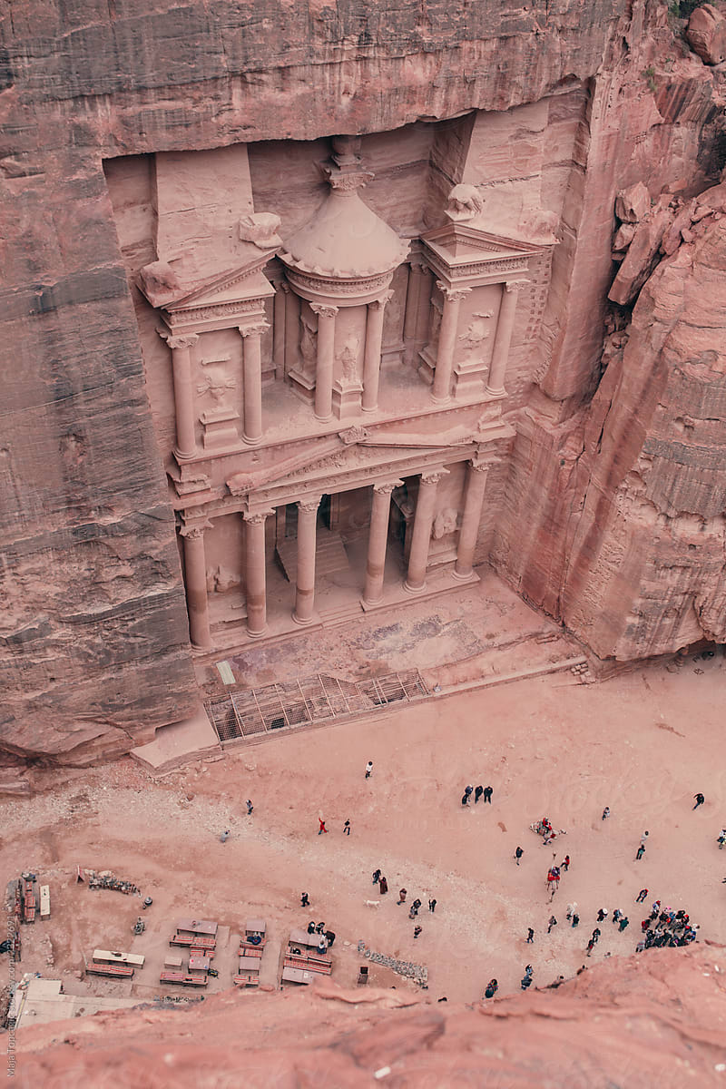 Top view on the ancient city of Petra in Jordan