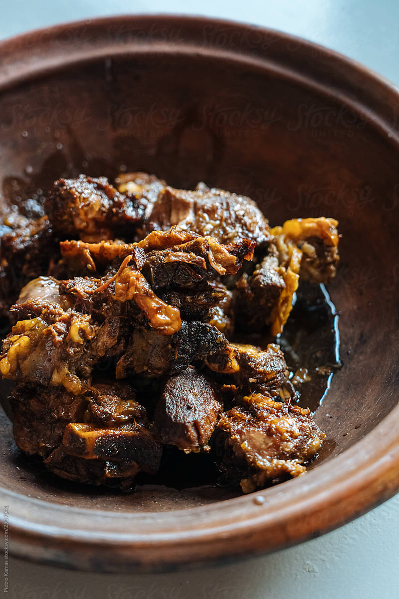 Delicious homemade Arabic meat dish in bowl