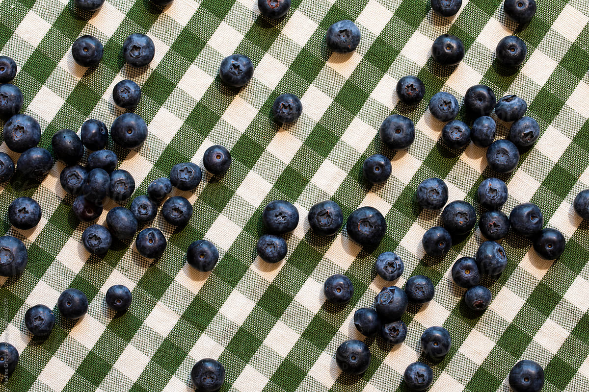 Green white background with blueberry fruit