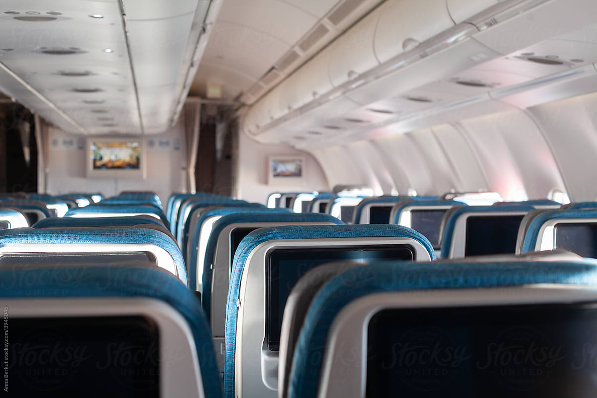 seats in economy class of passenger airplane