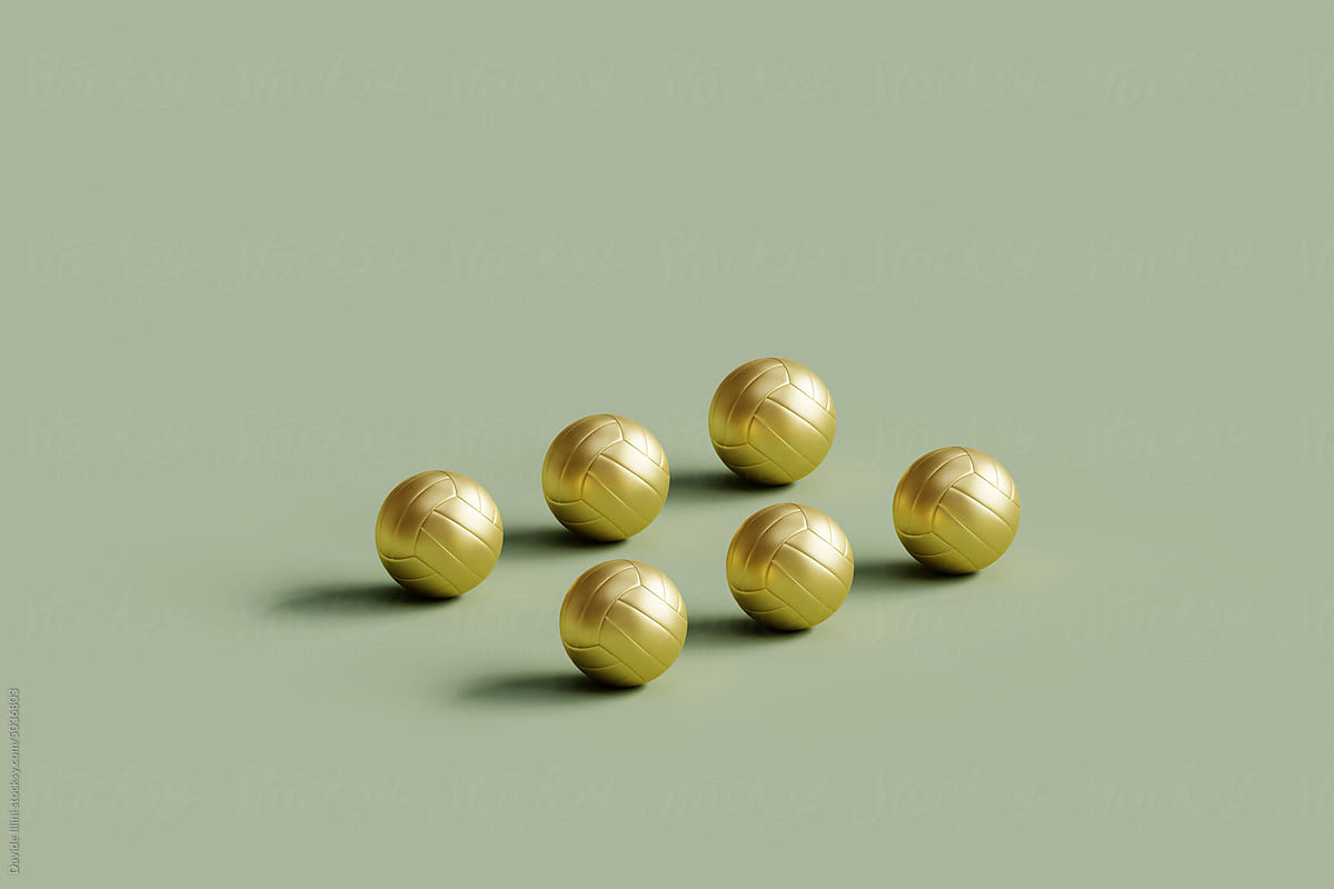 3d Gold Volley Balls seamless pattern design