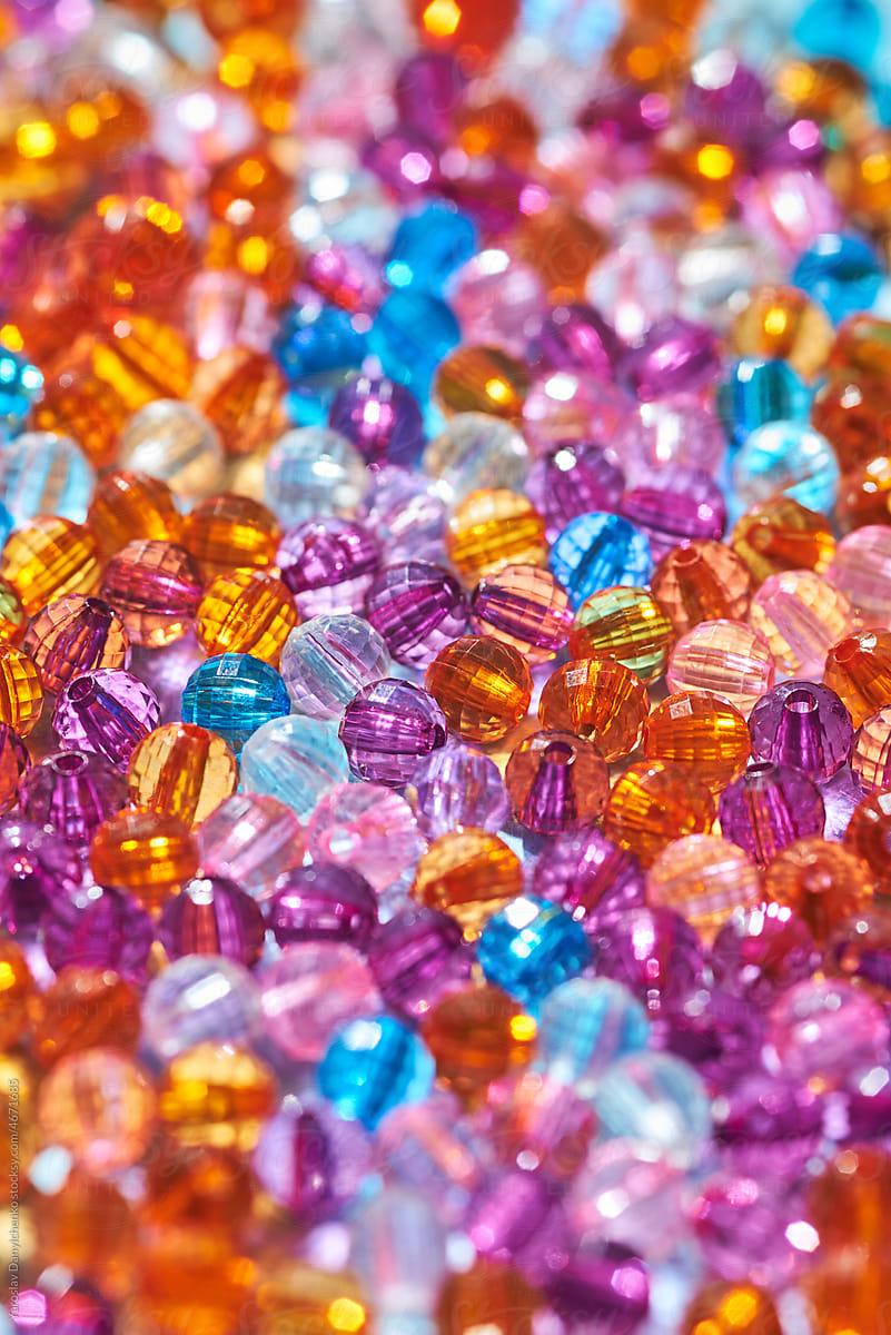 Collection of colorful crystal beads