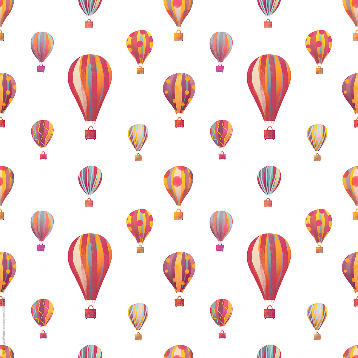 Seamless pattern: Colorful air balloons deliver goods