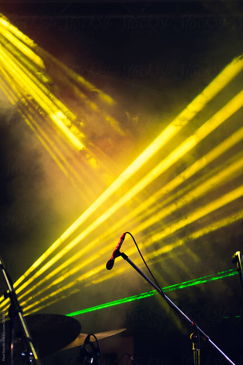 Microphone on stage with lights