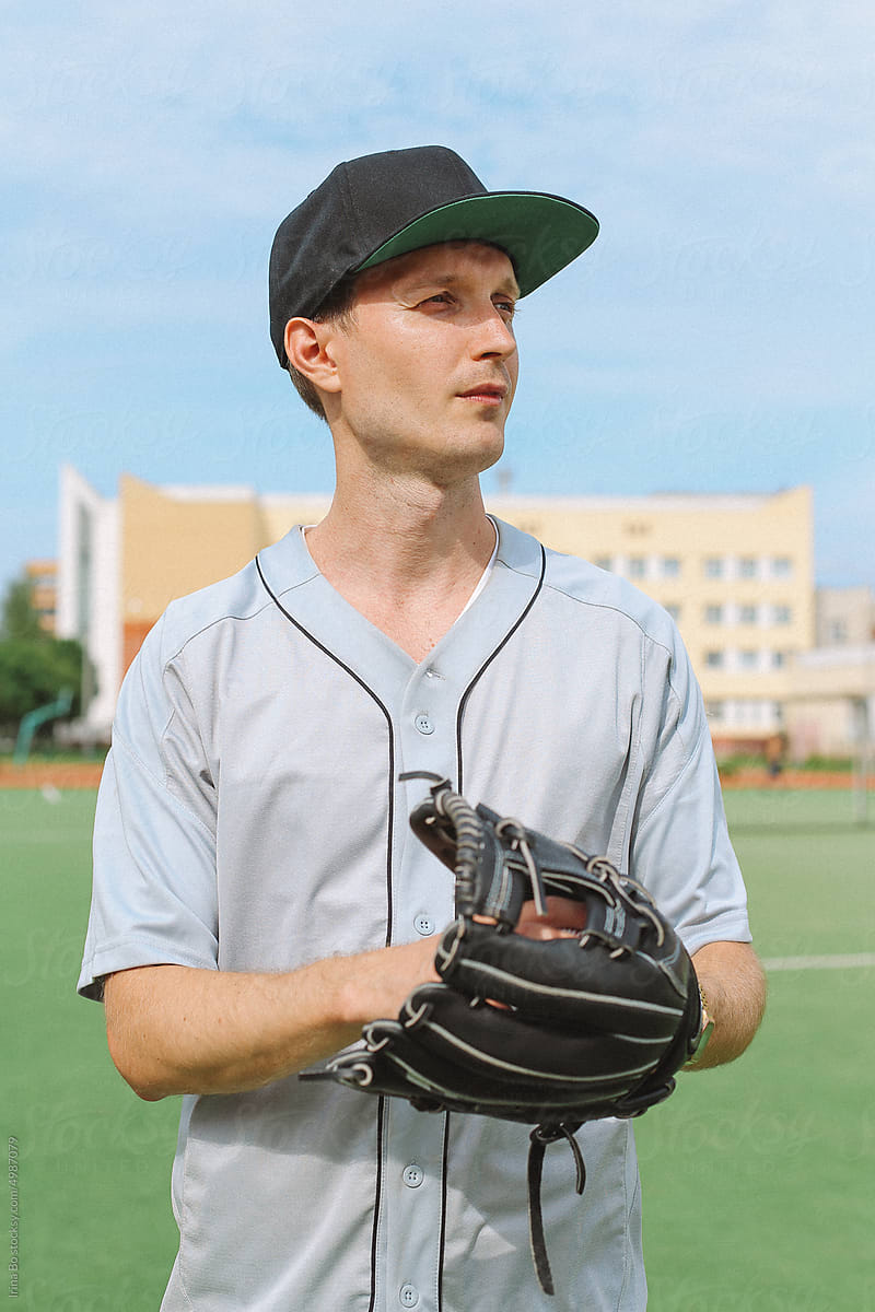 Player with glove and ball