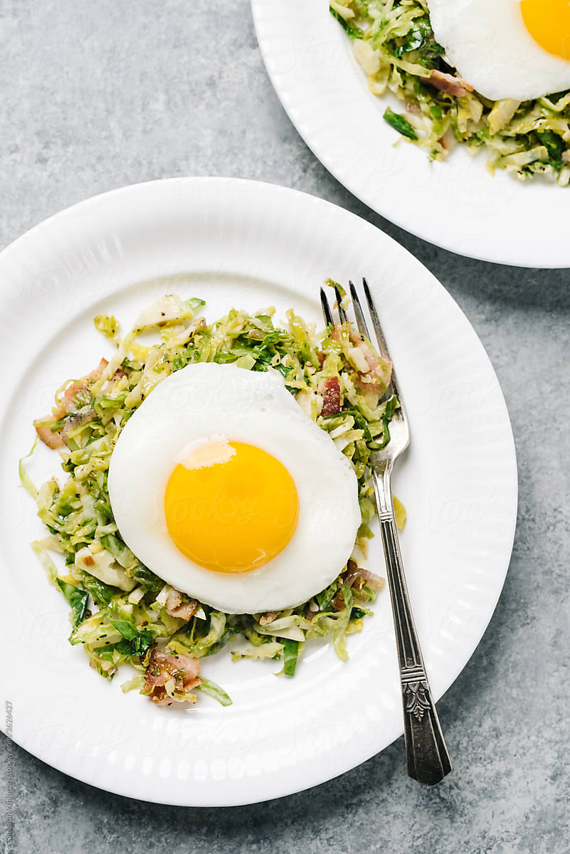 Brussels Sprouts Hash with a Fried Egg