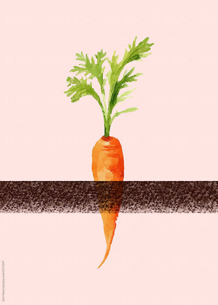 illustration of a young carrot emerging from the soil