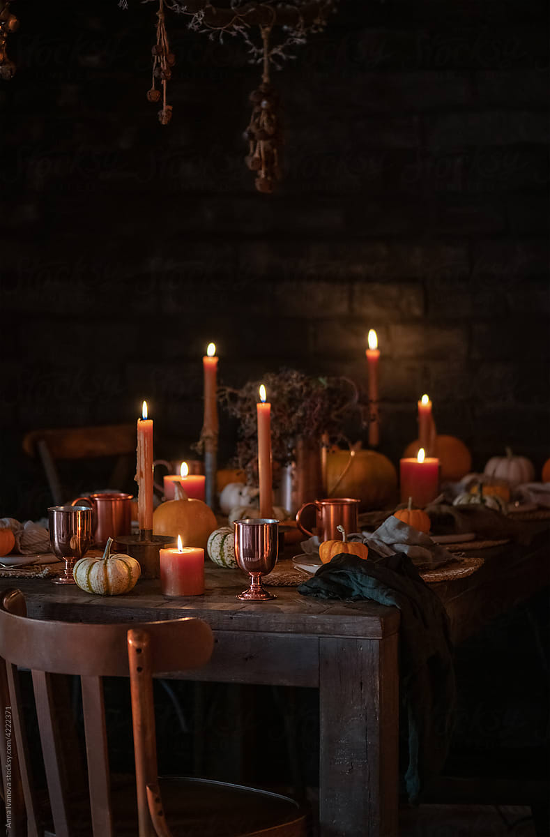 Table festive setting for Thanksgiving day