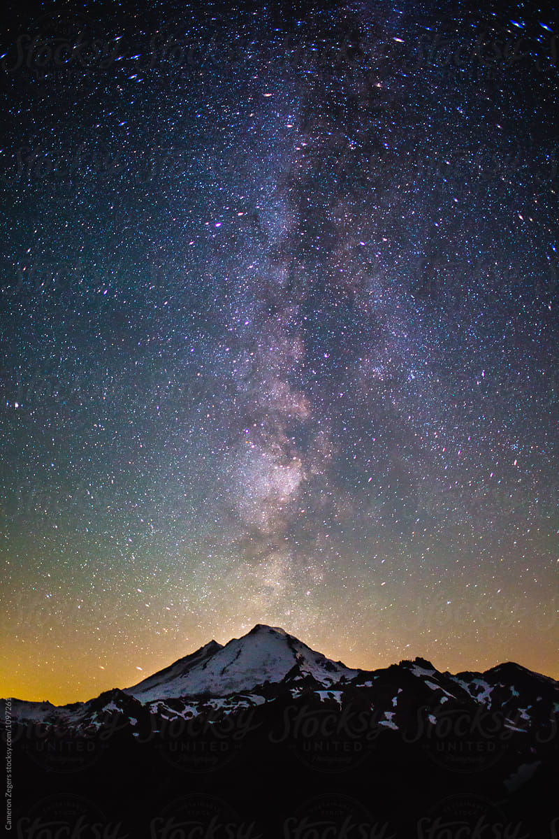 Milky Way galaxy over Mount Baker, Washington