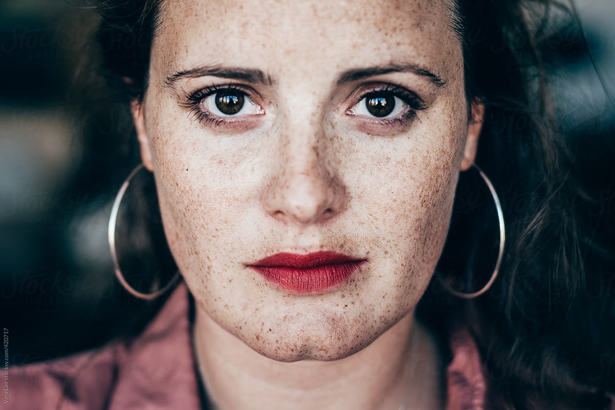 Portrait Of Beautiful Freckled Woman By Stocksy Contributor Vera