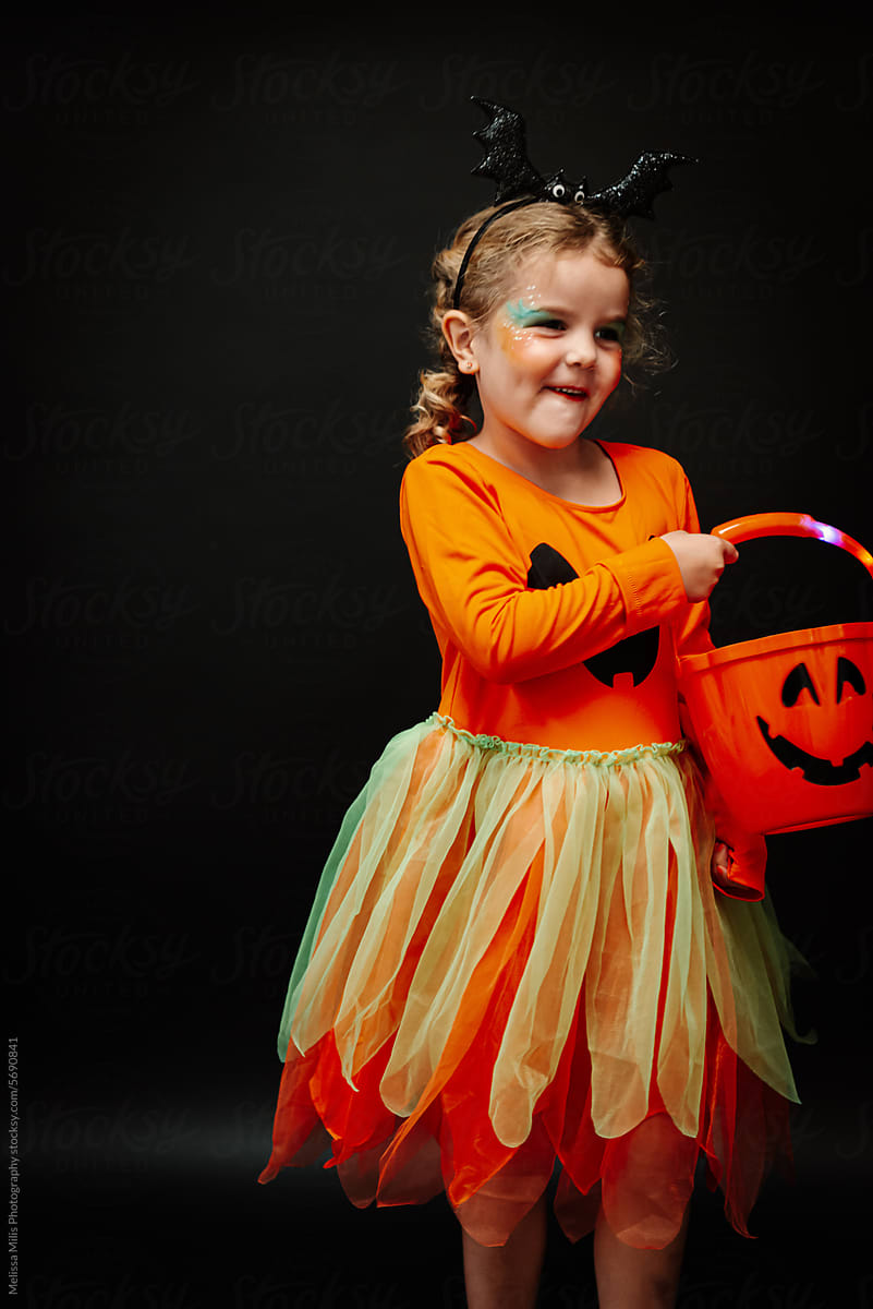 Trick or Treat portrait with lots of copy space