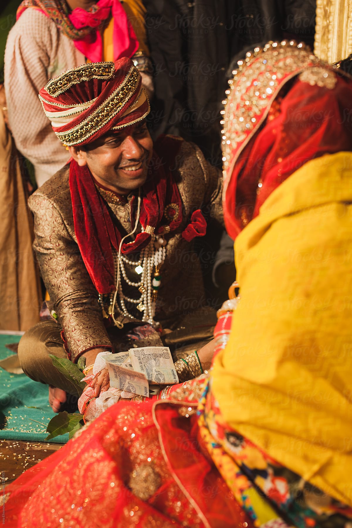 Indian Bride and Groom during Hindu wedding ceremony