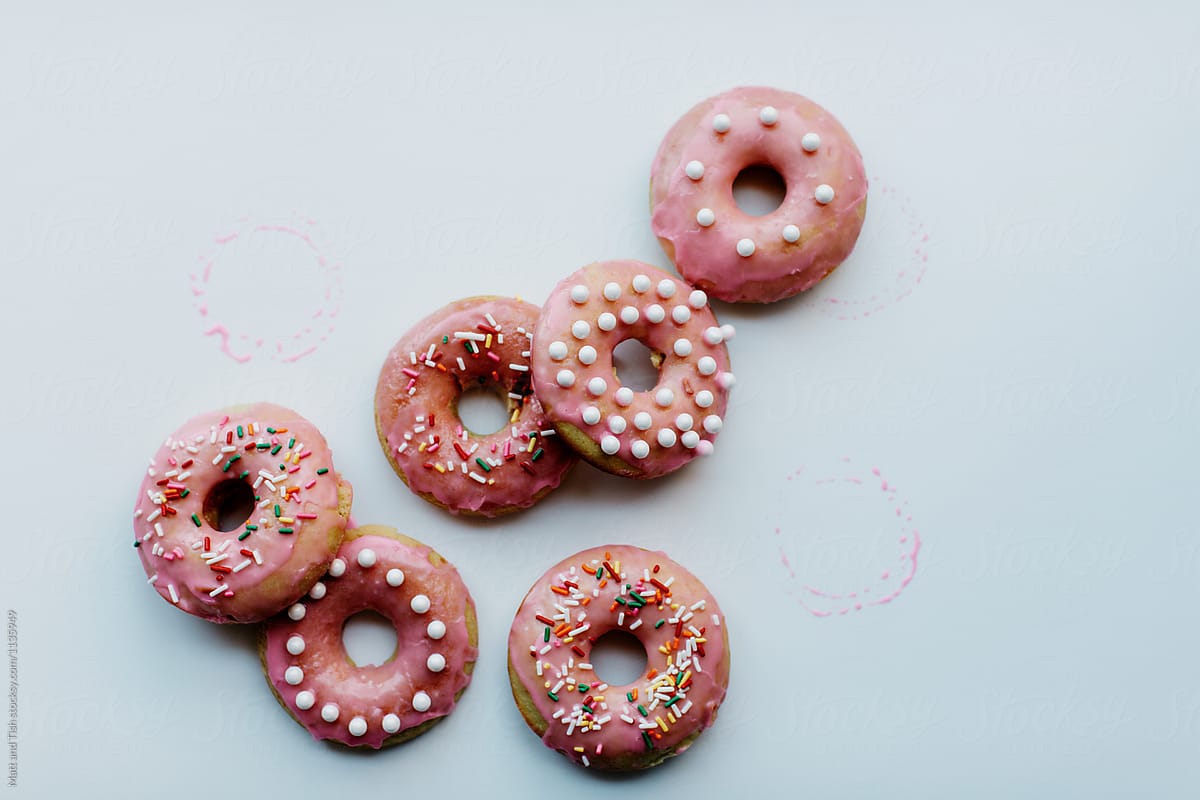 Pink doughnuts and sprinkles