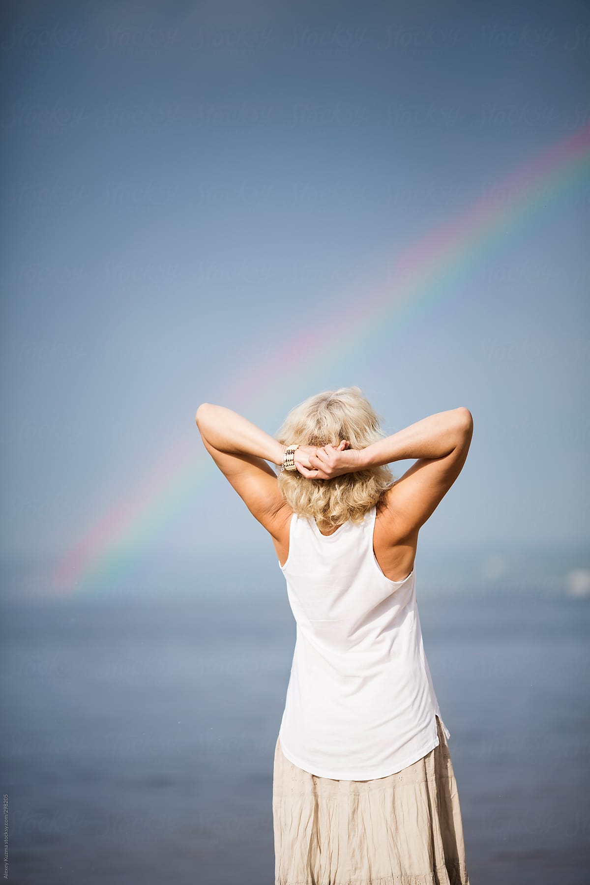woman and rainbow