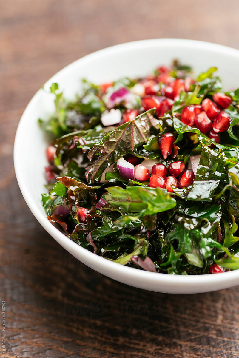 Red Russian Kale with Pomegranates