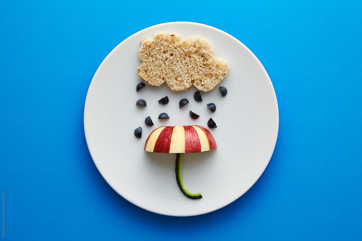 Food for kids - funny cloud and umbrella