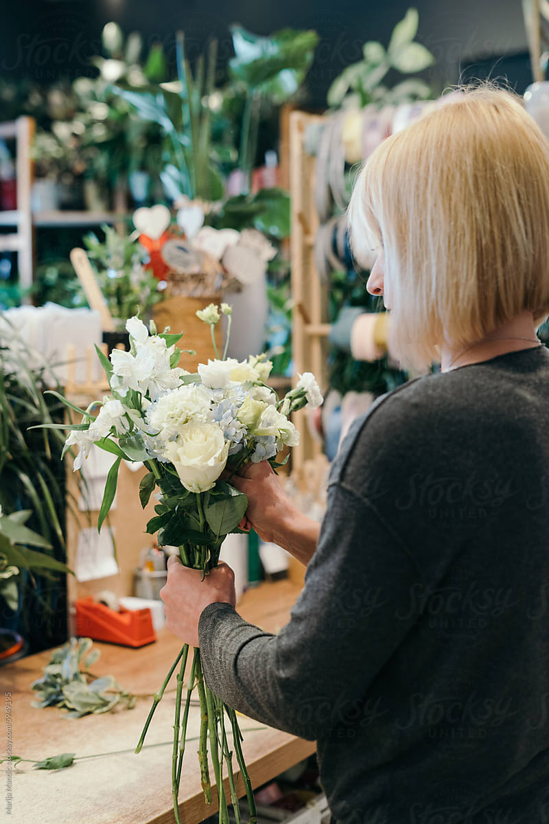 Florist at work in a flower shop