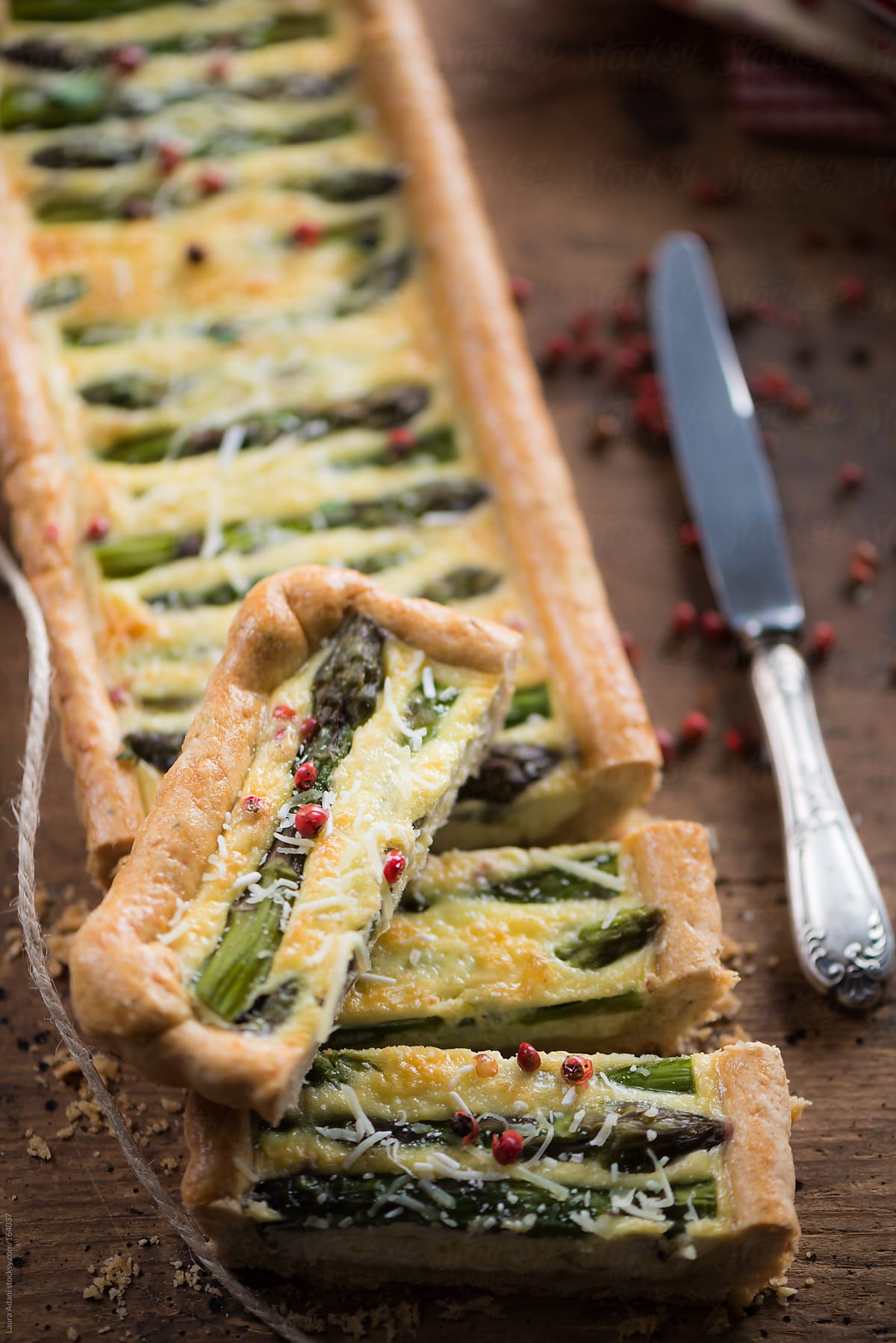quiche with asparagus  sliced