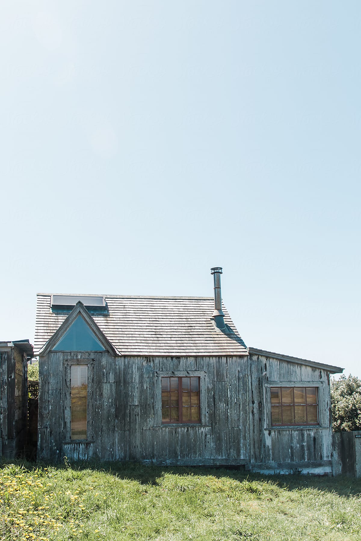A rustic weathered house.