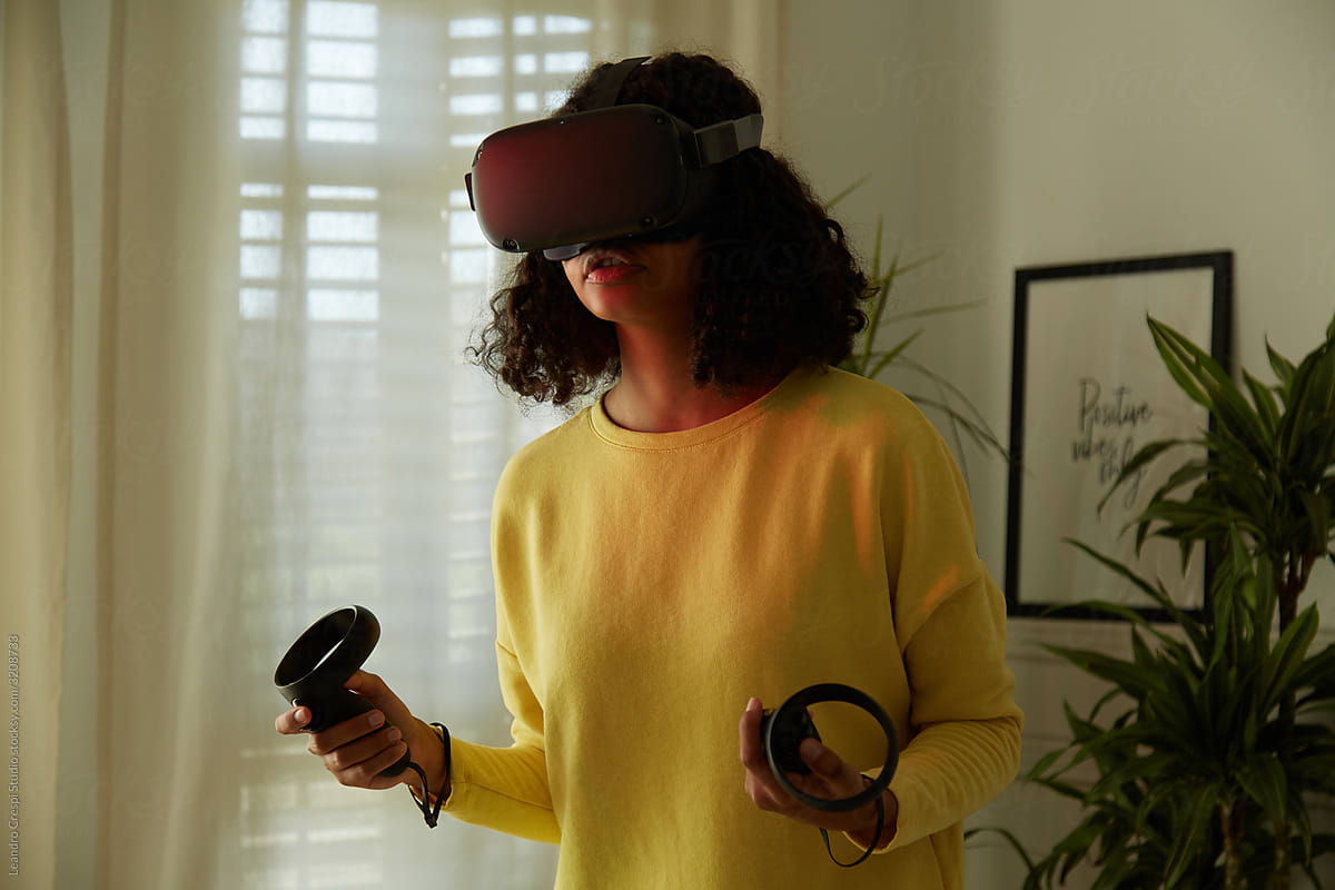 Woman enjoying VR game