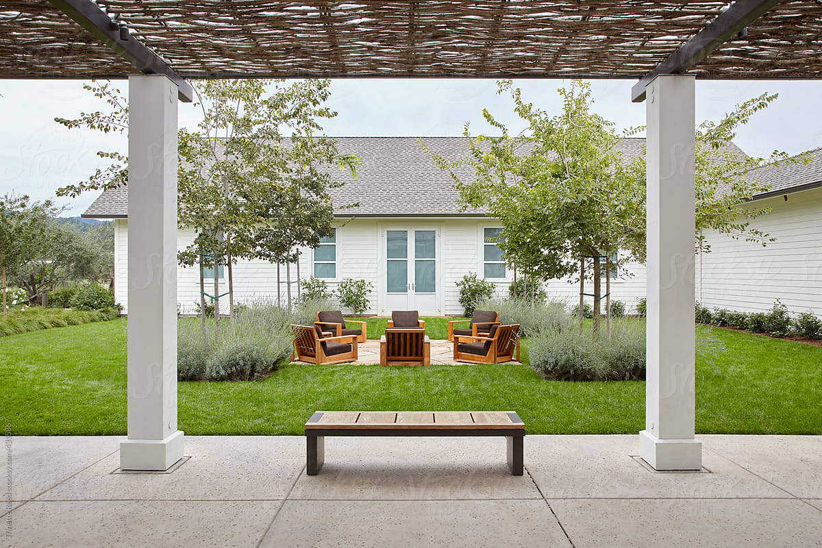 Architecture image of outdoor resort lounge courtyard lounge area