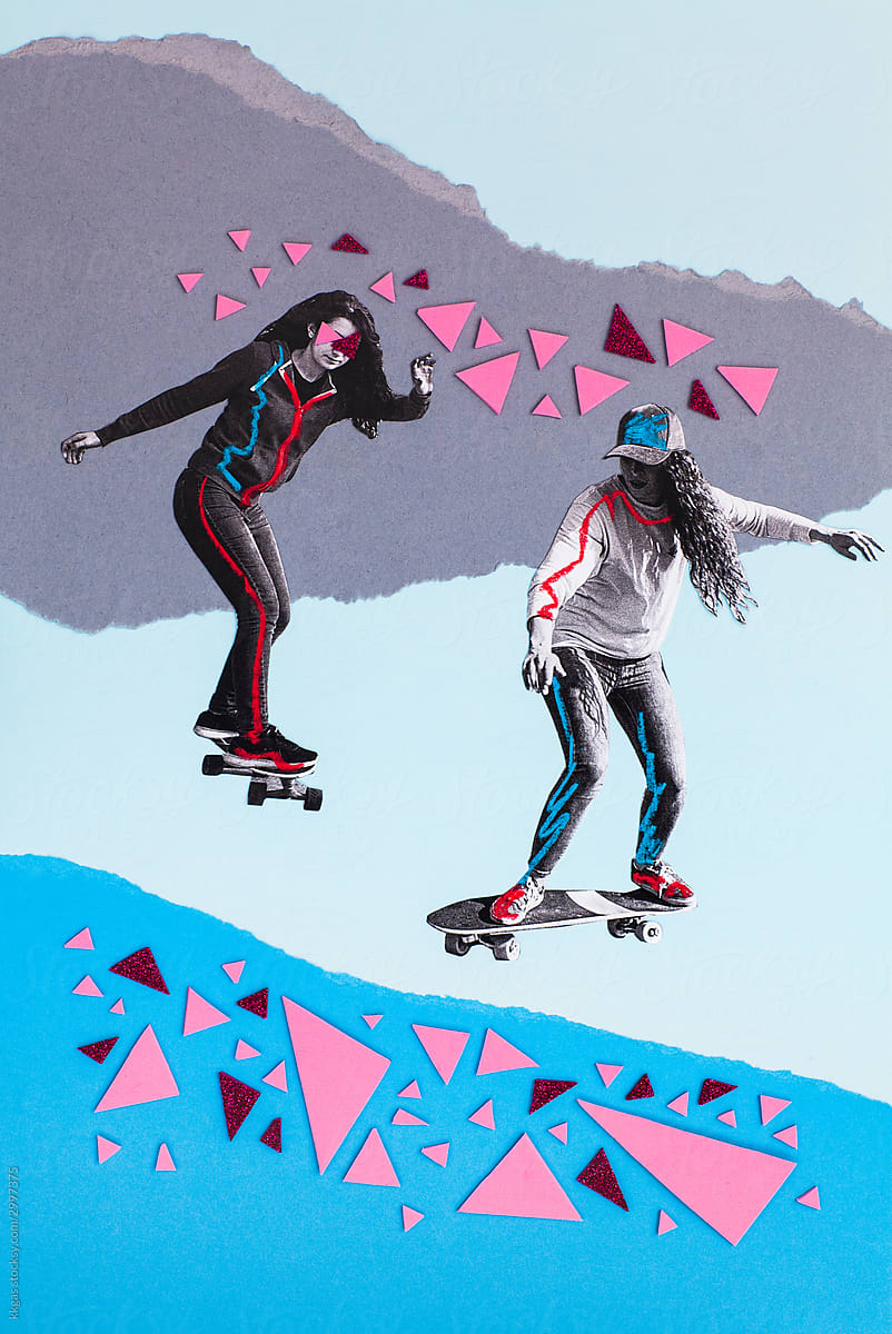Skateboarding collage