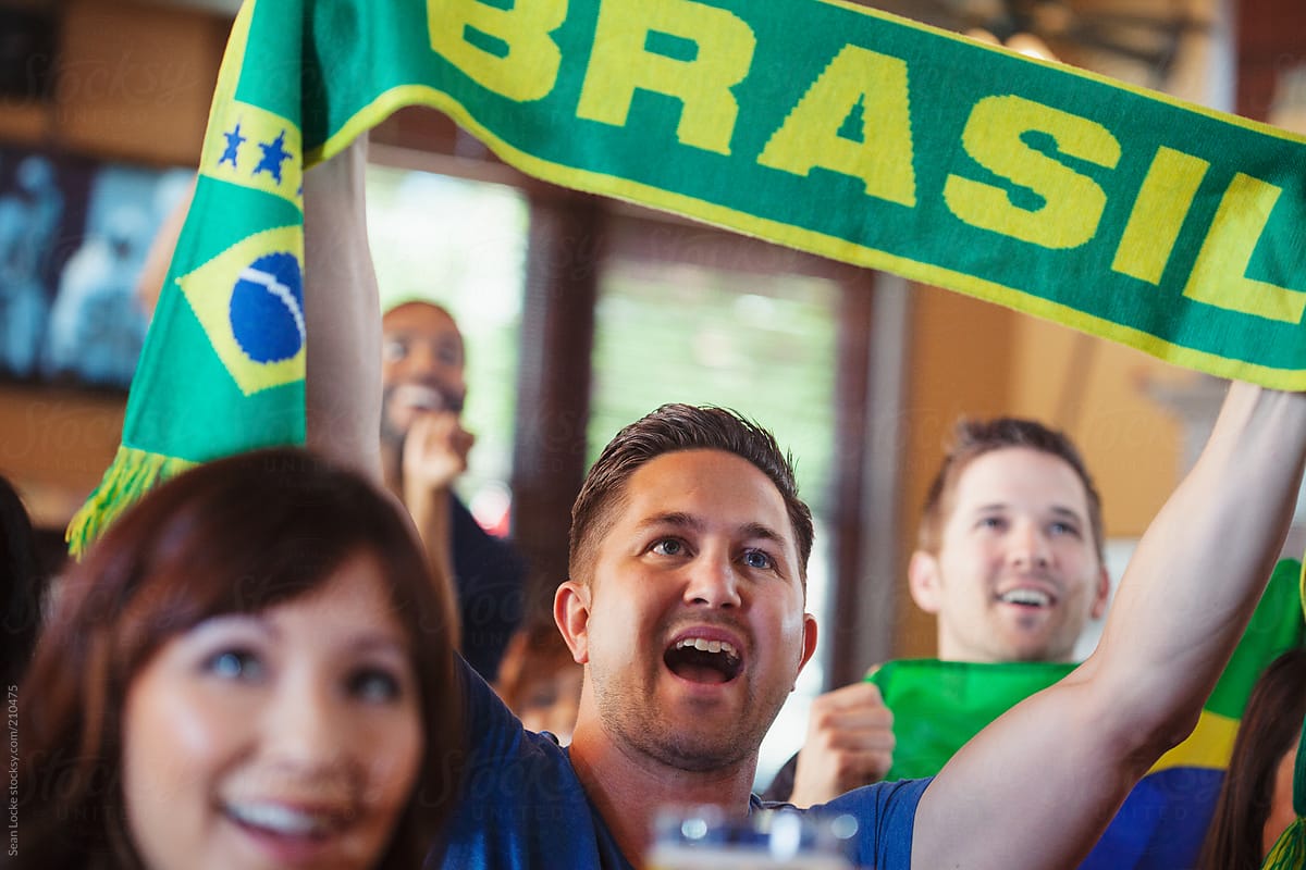 Soccer: Crowd of Fans Cheer On Brasil